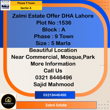 5 Marla Residential Plot for Sale in Sector A -  Phase 9 Town, Lahore - (DP-39251)