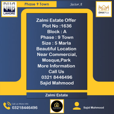 5 Marla Residential Plot for Sale in Sector A -  Phase 9 Town, Lahore - (DP-39253)