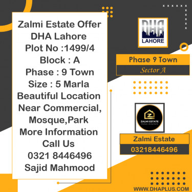5 Marla Residential Plot for Sale in Sector A -  Phase 9 Town, Lahore - (DP-39255)