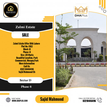20 Marla Residential Plot for Sale in Sector D -  Phase 6, Lahore - (DP-39361)