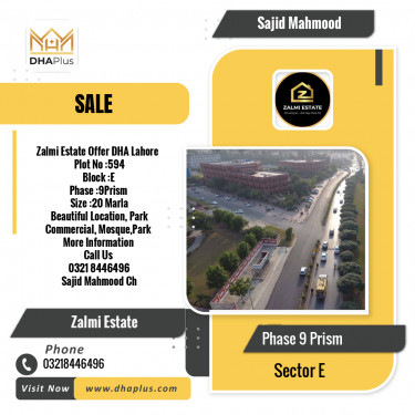 20 Marla Residential Plot for Sale in Sector E -  Phase 9 Prism, Lahore - (DP-39364)