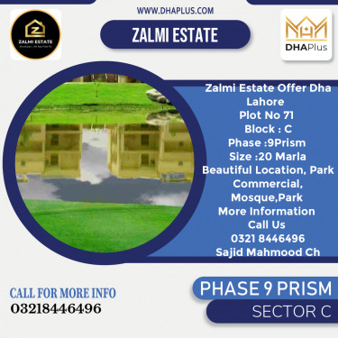 20 Marla Residential Plot for Sale in Sector C -  Phase 9 Prism, Lahore - (DP-39372)