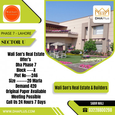20 Marla Residential Plot for Sale in Sector U -  Phase 7, Lahore - (DP-39400)