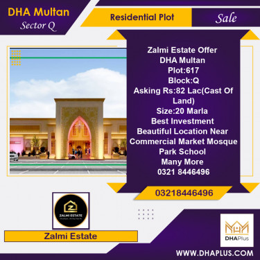 20 Marla Residential Plot for Sale in Sector Q -  DHA Multan, Multan - (DP-39480)
