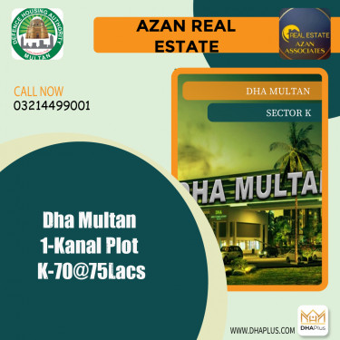 1 Kanal Residential Plot for Sale in Sector K -  DHA Multan, Multan - (DP-39482)