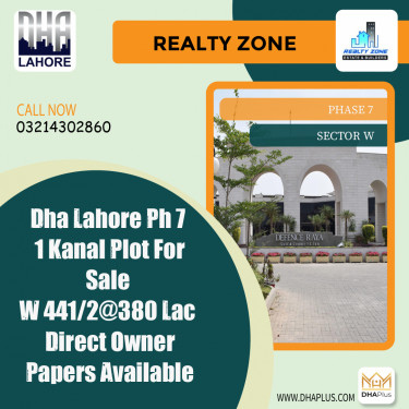 1 Kanal Residential Plot for Sale in Sector W -  Phase 7, Lahore - (DP-39530)