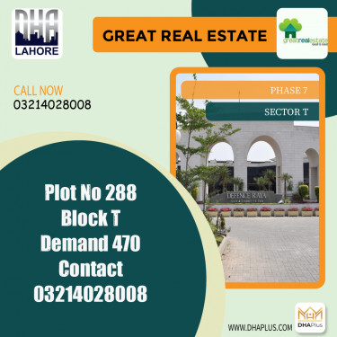 1 Kanal Residential Plot for Sale in Sector T -  Phase 7, Lahore - (DP-39562)