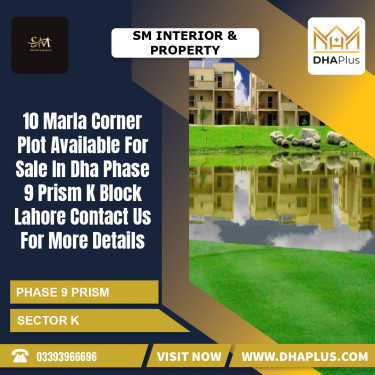 10 Marla Residential Plot for Sale in Sector K -  Phase 9 Prism, Lahore - (DP-39646)
