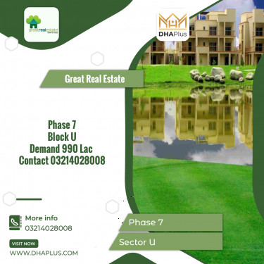 1 Kanal Residential Plot for Sale in Sector U -  Phase 7, Lahore - (DP-39666)