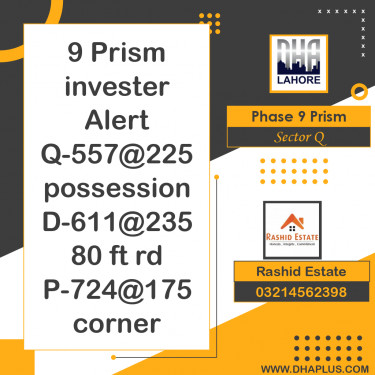 1 Kanal Residential Plot for Sale in Sector Q -  Phase 9 Prism, Lahore - (DP-39762)