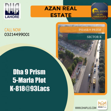 5 Marla Residential Plot for Sale in Sector K -  Phase 9 Prism, Lahore - (DP-39764)