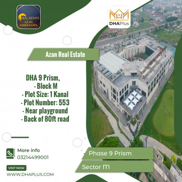 1 Kanal Residential Plot for Sale in Sector M -  Phase 9 Prism, Lahore - (DP-39818)