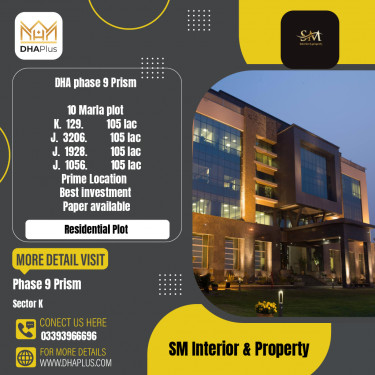 10 Marla Residential Plot for Sale in Sector K -  Phase 9 Prism, Lahore - (DP-39821)