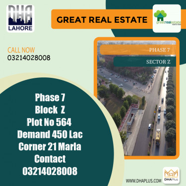 1 Kanal Residential Plot for Sale in Sector Z -  Phase 7, Lahore - (DP-39877)