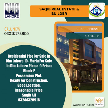 10 Marla Residential Plot for Sale in Sector F -  Phase 9 Prism, Lahore - (DP-39910)