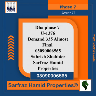20 Marla Residential Plot for Sale in Sector U -  Phase 7, Lahore - (DP-39936)