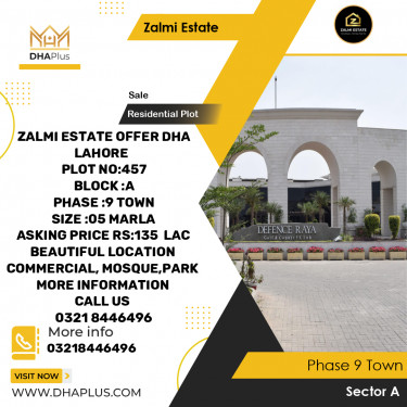 5 Marla Residential Plot for Sale in Sector A -  Phase 9 Town, Lahore - (DP-39960)