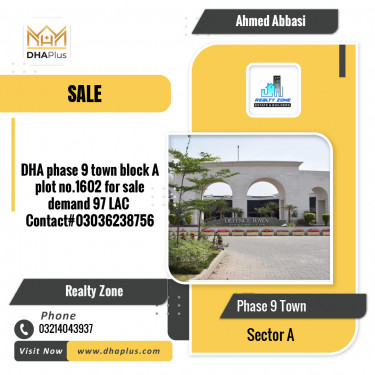 5 Marla Residential Plot for Sale in Sector A -  Phase 9 Town, Lahore - (DP-40009)