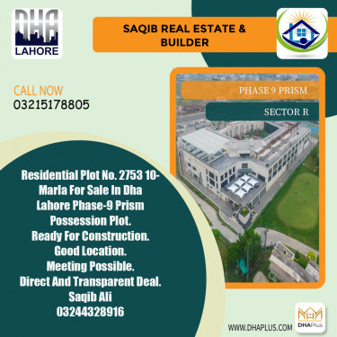10 Marla Residential Plot for Sale in Sector R -  Phase 9 Prism, Lahore - (DP-40045)
