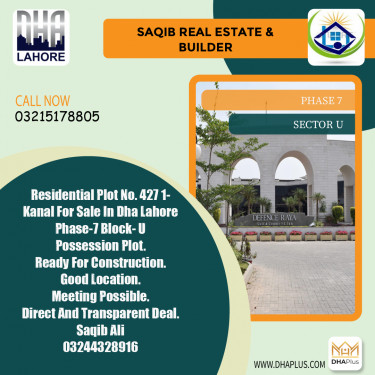 1 Kanal Residential Plot for Sale in Sector U -  Phase 7, Lahore - (DP-40055)