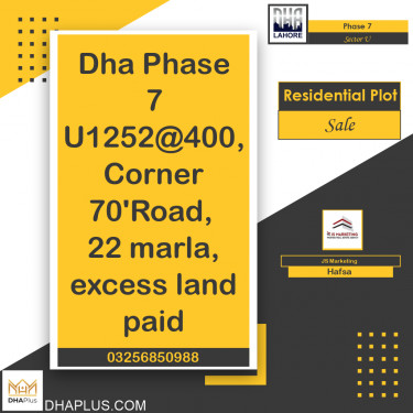 22 Marla Residential Plot for Sale in Sector U -  Phase 7, Lahore - (DP-40068)