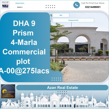 4 Marla Commercial Plot for Sale in Sector A -  Phase 9 Prism, Lahore - (DP-40106)
