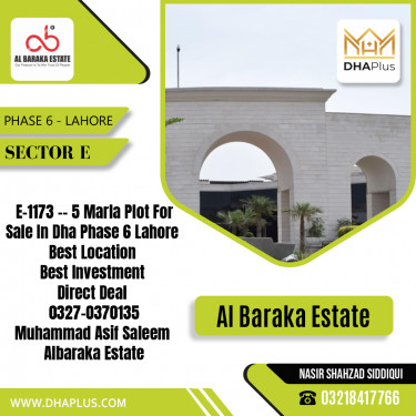 5 Marla Residential Plot for Sale in Sector E -  Phase 6, Lahore - (DP-40129)