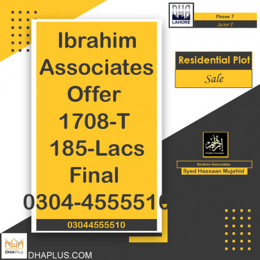 10 Marla Residential Plot for Sale in Sector T -  Phase 7, Lahore - (DP-40164)