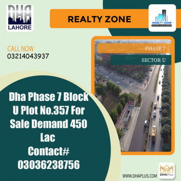 1 Kanal Residential Plot for Sale in Sector U -  Phase 7, Lahore - (DP-40185)