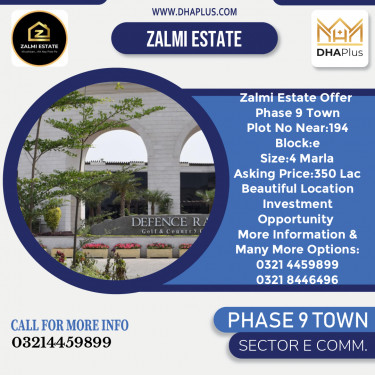 4 Marla Commercial Plot for Sale in Sector E Commercial -  Phase 9 Town, Lahore - (DP-40212)