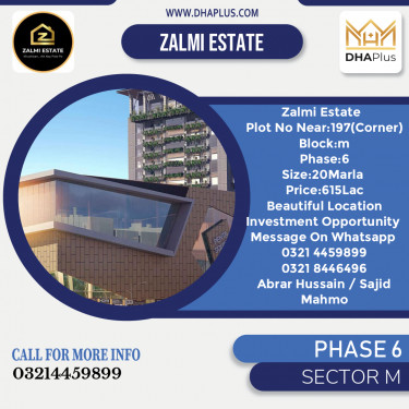 20 Marla Residential Plot for Sale in Sector M -  Phase 6, Lahore - (DP-40232)