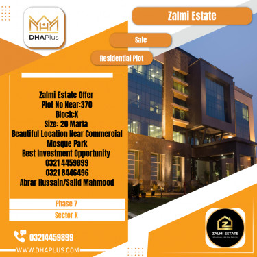 20 Marla Residential Plot for Sale in Sector X -  Phase 7, Lahore - (DP-40245)
