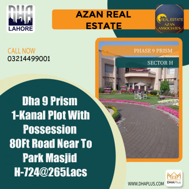 1 Kanal Residential Plot for Sale in Sector H -  Phase 9 Prism, Lahore - (DP-40282)