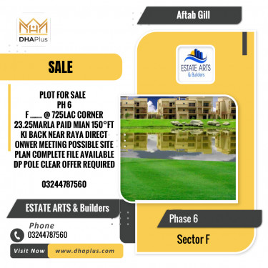 23 Marla Residential Plot for Sale in Sector F -  Phase 6, Lahore - (DP-40329)