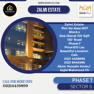 1 Kanal Residential Plot for Sale in Sector S -  Phase 7, Lahore - (DP-40412)