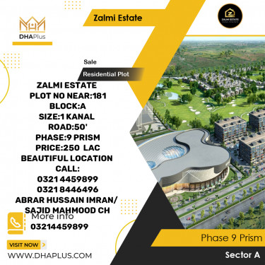 20 Marla Residential Plot for Sale in Sector A -  Phase 9 Prism, Lahore - (DP-40428)