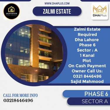 1 Kanal Required Residential Plot in Sector A -  Phase 6, Lahore - (DP-40491)