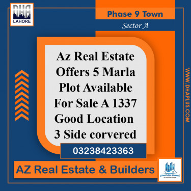 5 Marla Residential Plot for Sale in Sector A -  Phase 9 Town, Lahore - (DP-40566)