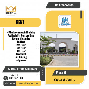 4 Marla Commercial Plaza for Rent in Sector A Commercial -  Phase 6, Lahore - (DP-40581)