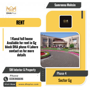 1 Kanal Residential House for Rent in Sector GG -  Phase 4, Lahore - (DP-40609)