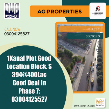 1 Kanal Residential Plot for Sale in Sector S -  Phase 7, Lahore - (DP-40707)