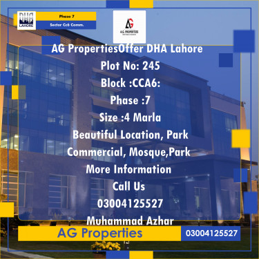 4 Marla Commercial Plot for Sale in Sector CC6 Commercial -  Phase 7, Lahore - (DP-40712)