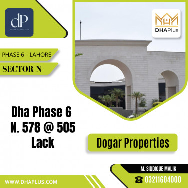 1 Kanal Residential Plot for Sale in Sector N -  Phase 6, Lahore - (DP-40739)