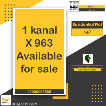 20 Marla Residential Plot for Sale in Sector X -  Phase 7, Lahore - (DP-40791)