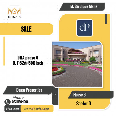 1 Kanal Residential Plot for Sale in Sector D -  Phase 6, Lahore - (DP-40803)