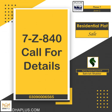 20 Marla Residential Plot for Sale in Sector Z -  Phase 7, Lahore - (DP-40820)