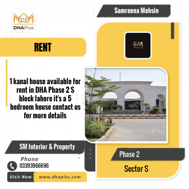 1 Kanal Residential House for Rent in Sector S -  Phase 2, Lahore - (DP-40853)