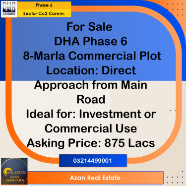 8 Marla Commercial Plot for Sale in Sector CC2 Commercial -  Phase 6, Lahore - (DP-40854)