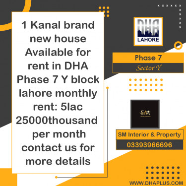 1 Kanal Residential House for Rent in Sector Y -  Phase 7, Lahore - (DP-40945)