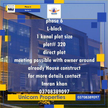 1 Kanal Residential Plot for Sale in Sector L -  Phase 6, Lahore - (DP-41001)
